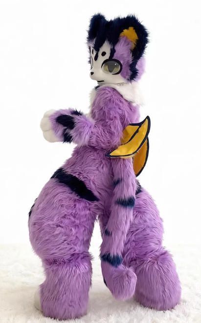 着ぐるみ ケモノ体 フルスーツ セット NO.57 パープル 虎 全頭ヘッド ファースーツ ぬいぐるみ コスプレ コスチューム