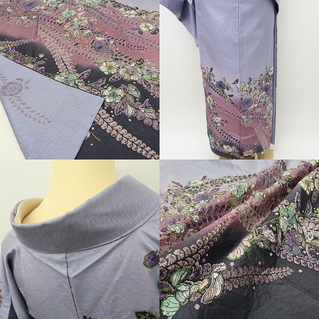  六花 RIKKA 正絹 さがみ謹製 孝美落款 辻が花 絞り 紬訪問着 着物 A 3905 訪問着 付け下げ 着物