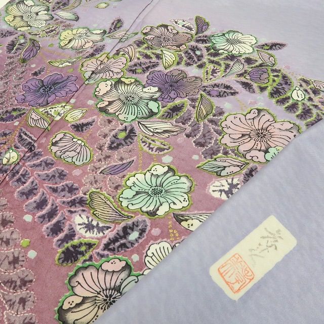 六花-RIKKA- 正絹 さがみ謹製 孝美落款 辻が花 絞り 紬訪問着 着物 A 3905