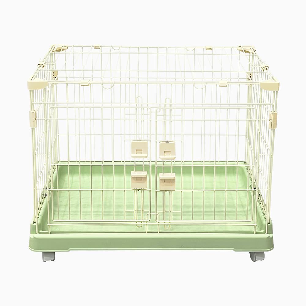 数量 N-S ペットケージ 小型犬 猫用 室内用 キャスター付き トレー付き ゲージ 小動物用 サークル 安定感ある一体型構造 組立簡単 M 84×60.5×60.5cm グリーン