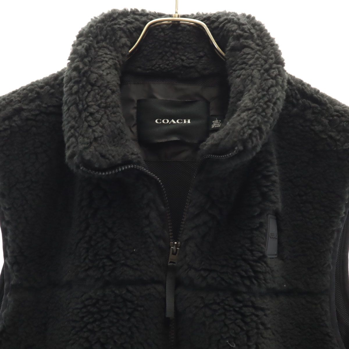 COACH コーチ ノベルティ シェルパ ベスト L ブラック CW690 ボア 
