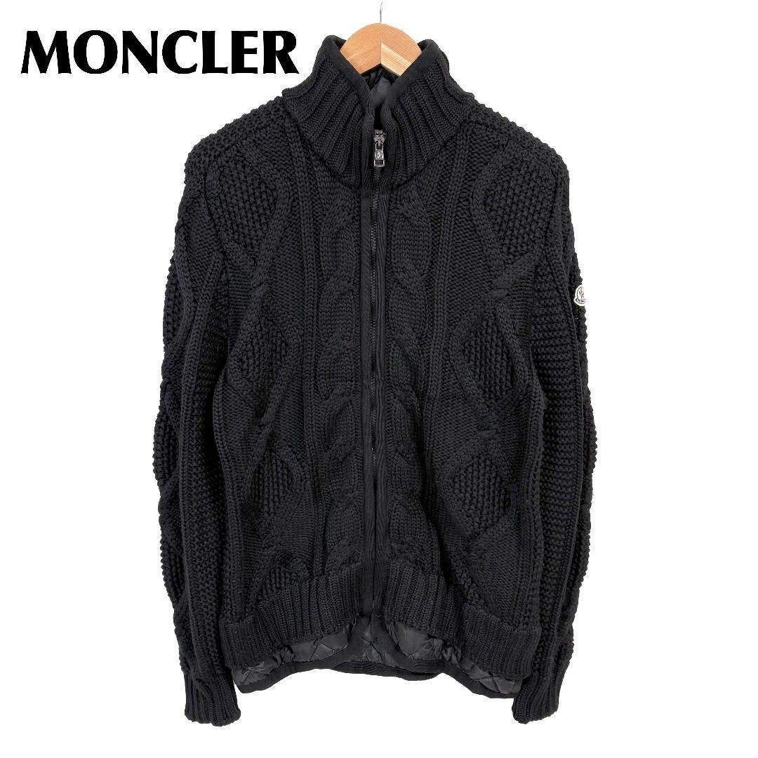 MONCLER ロゴケーブルニットジャケット ダウン マグリア ブラック