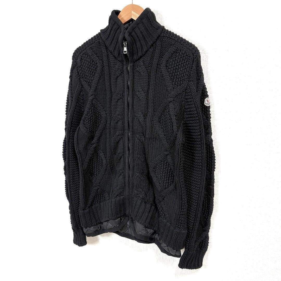 MONCLER ロゴケーブルニットジャケット ダウン マグリア ブラック