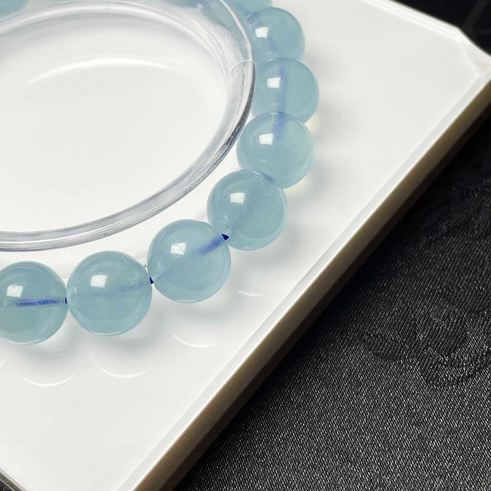 EU製 ブルーアクアマリン パワーストーン ブレスレット 天然石 原石 お守り プレゼント 11.2-11.6mm ZZ1653 WWW_SHINETEETH_COM