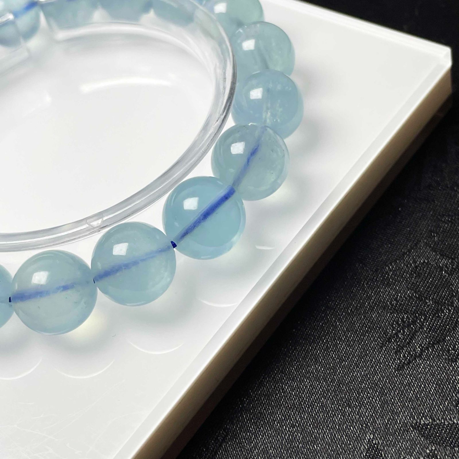 上級 EU製 ブルーアクアマリン パワーストーン ブレスレット 天然石 原石 お守り プレゼント 11.8-12.4mm ZZ1654 WWW_SHINETEETH_COM