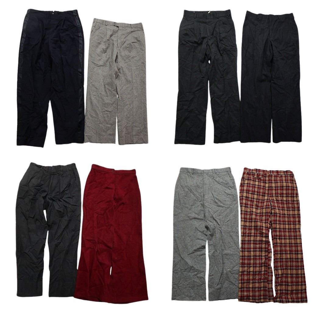 古着卸 80’s スラックス MIX パンツ 8枚セット メンズ 30 32 ライン チェック TALONジップ 古着 NC5168