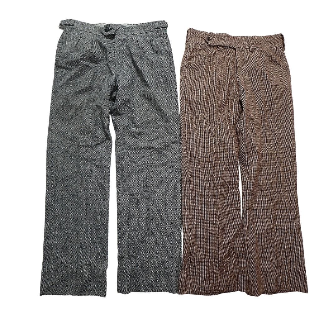 古着卸 80’s スラックス MIX パンツ セット メンズ 32 34 ライン ツータック TALONジップ 古着 NC 5167