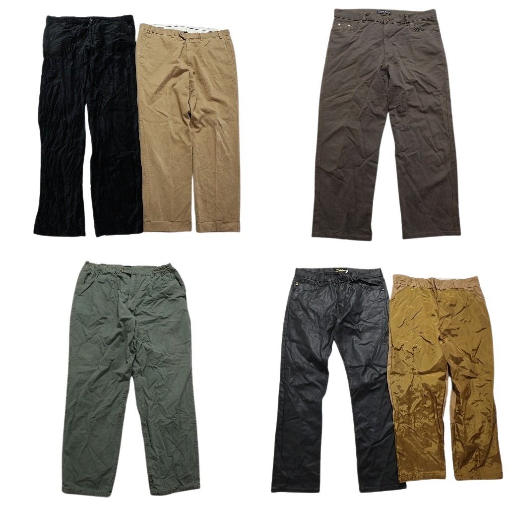古着卸 パンツ MIX 6枚セット メンズ 35 36 38 40 レザー ワイド テーパード コットン 古着 NC5164