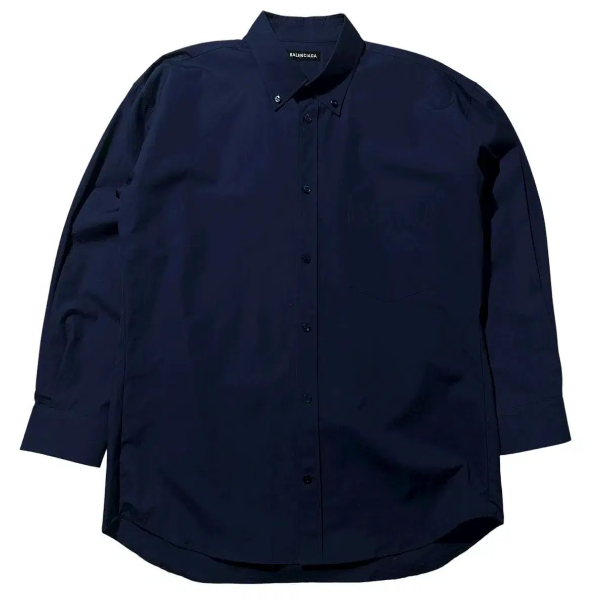 M-L バレンシアガ バックロゴ シャツ ネイビー