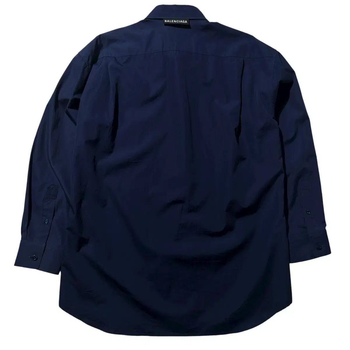 M-L バレンシアガ バックロゴ シャツ ネイビー