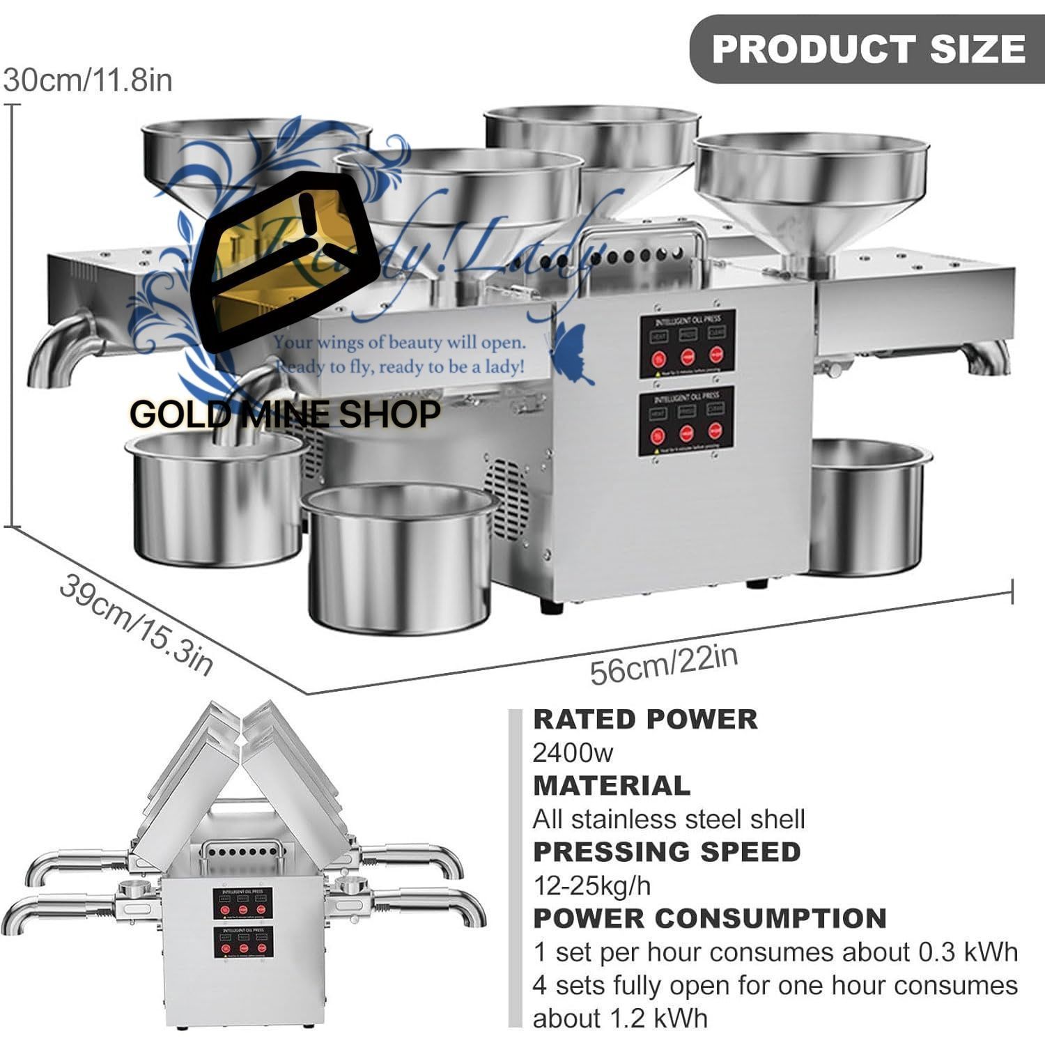 4アウトレット商業オイルエクスペラー 2400 Wステンレス鋼自動オイルプレス機 ホット コールドデュアルモード プレス速度12 25 kg h