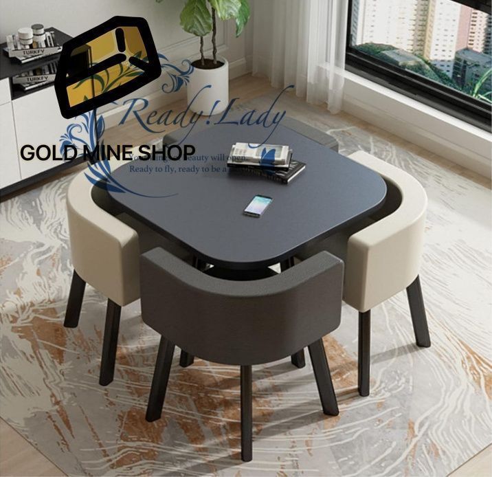 ダイニングテーブルセット ダイニングテーブル 丸 4人用 食卓セット ダイニングルームとキッチン用 モダンデザインテーブルと椅子セットホームキッチン 4人掛けカフェテーブル