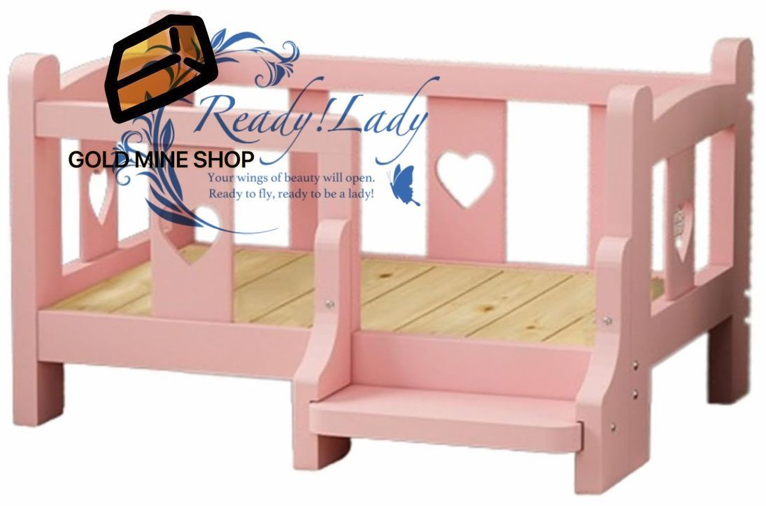 ペットベッド 木製 犬ベッド 猫ベッド ウッドペット ドッグベッド犬マット ステップ付き ペット用品ペットソファー 木製の高架 特大 二重層 階段柵のデザイン 通年適用 大型犬 中型犬 小型犬用 ピンク XL