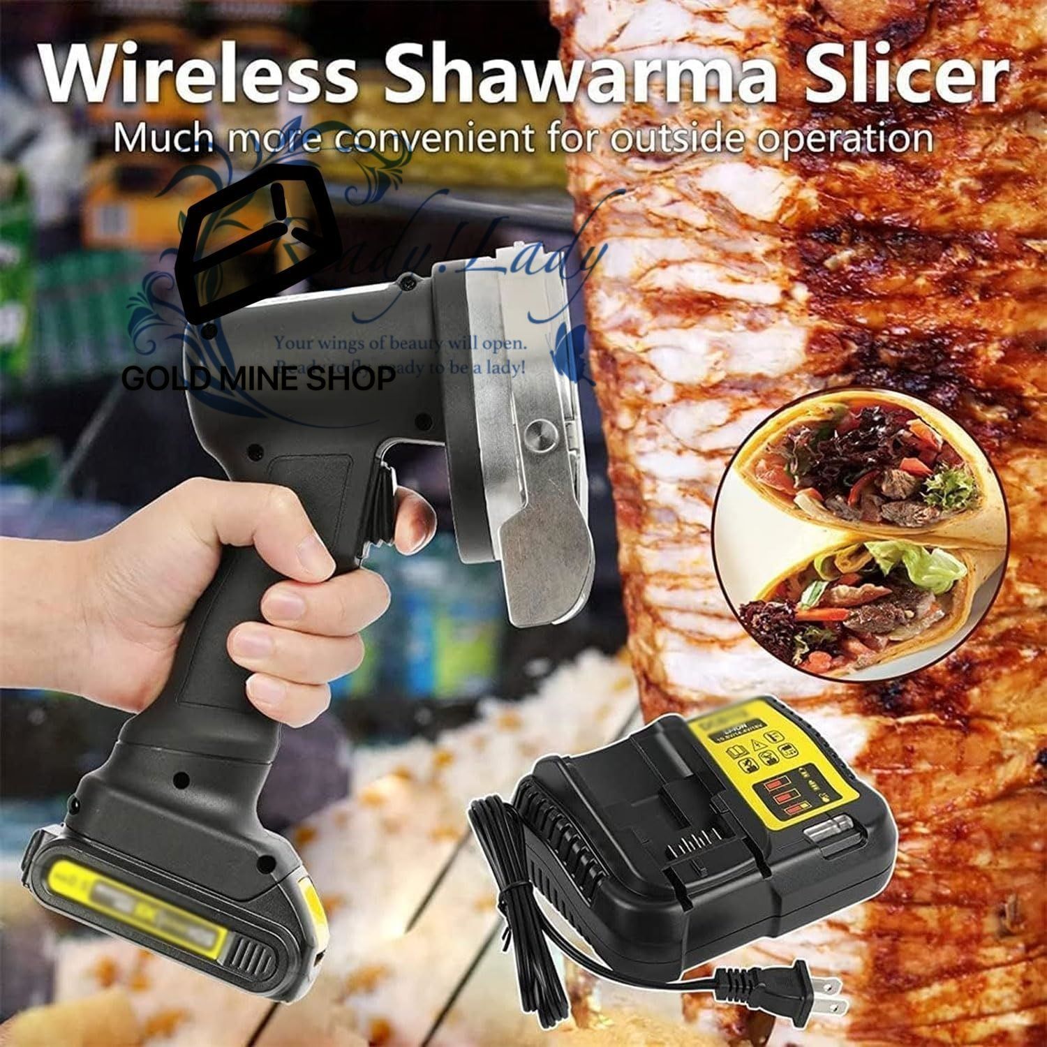 コードレストルコグリルナイフ ハンドヘルド電気ケバブ肉スライサー 2つの10 cmブレード 調節 な厚さ0 8 mm ケバブを切断するため