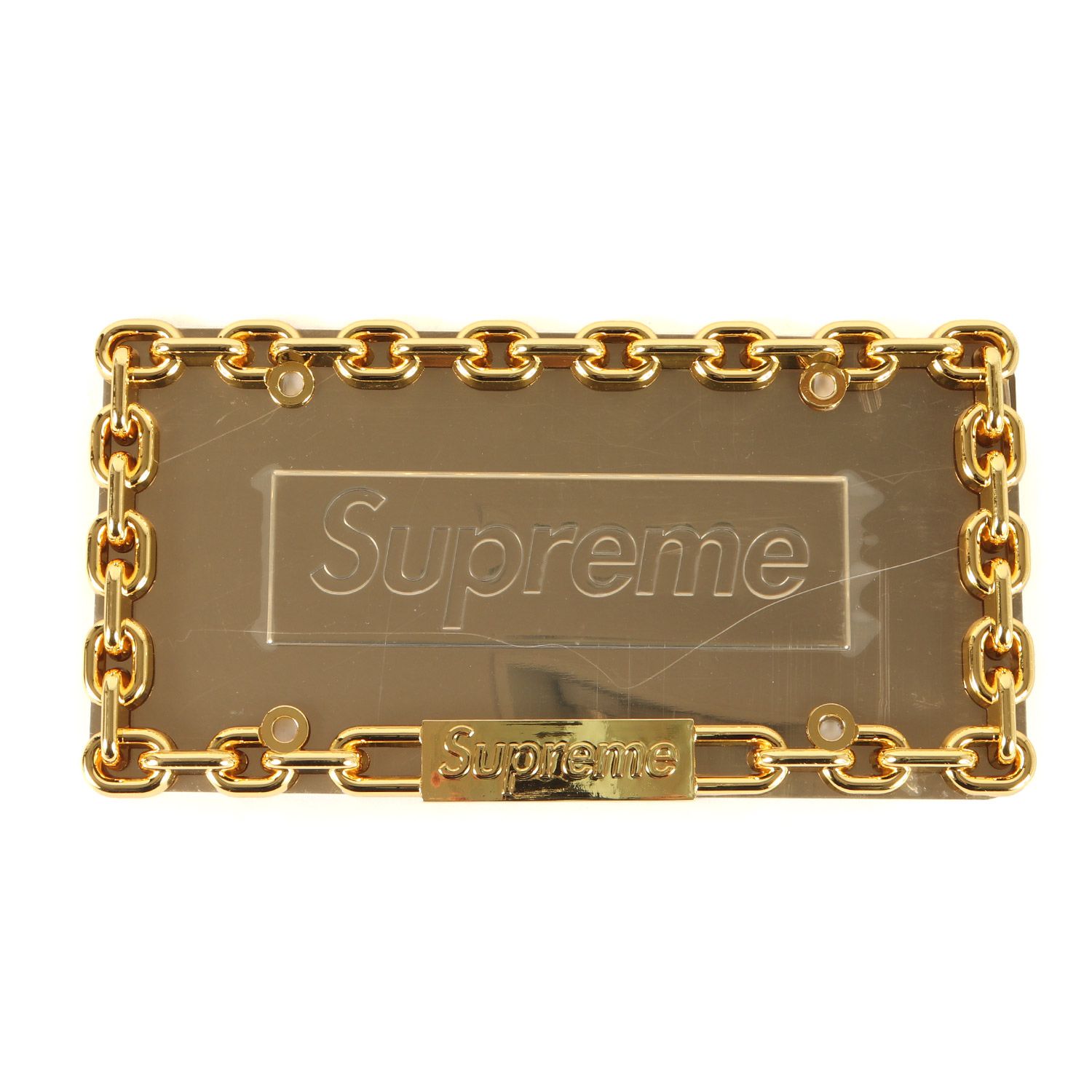Supreme シュプリーム チェーン デザイン ナンバープレート Chain License Plate Frame ゴールド ストリート ブランド クルマ バイク アイテム 雑貨 メンズ