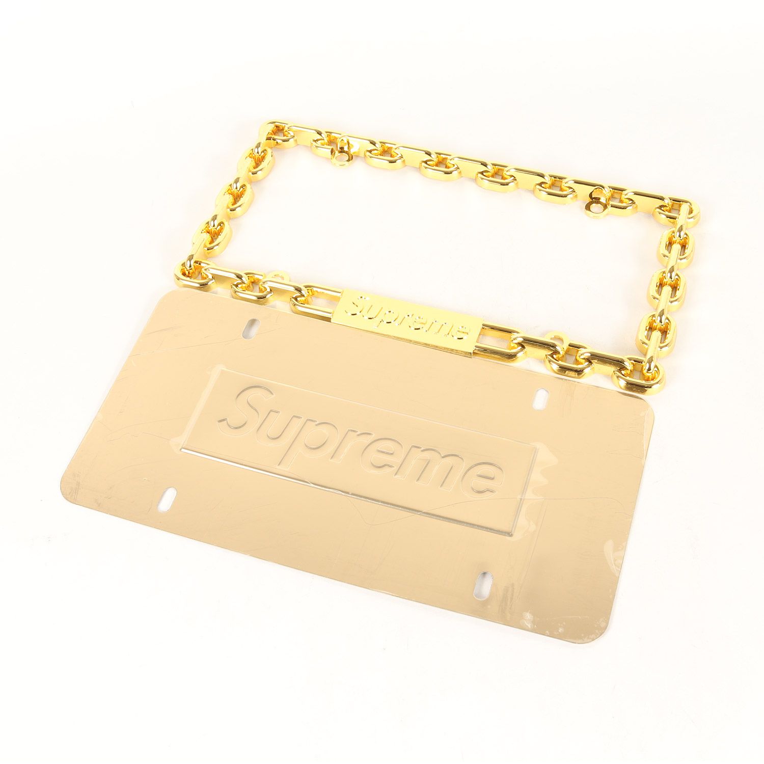 Supreme シュプリーム チェーン デザイン ナンバープレート Chain License Plate Frame ゴールド ストリート ブランド クルマ バイク アイテム 雑貨 メンズ