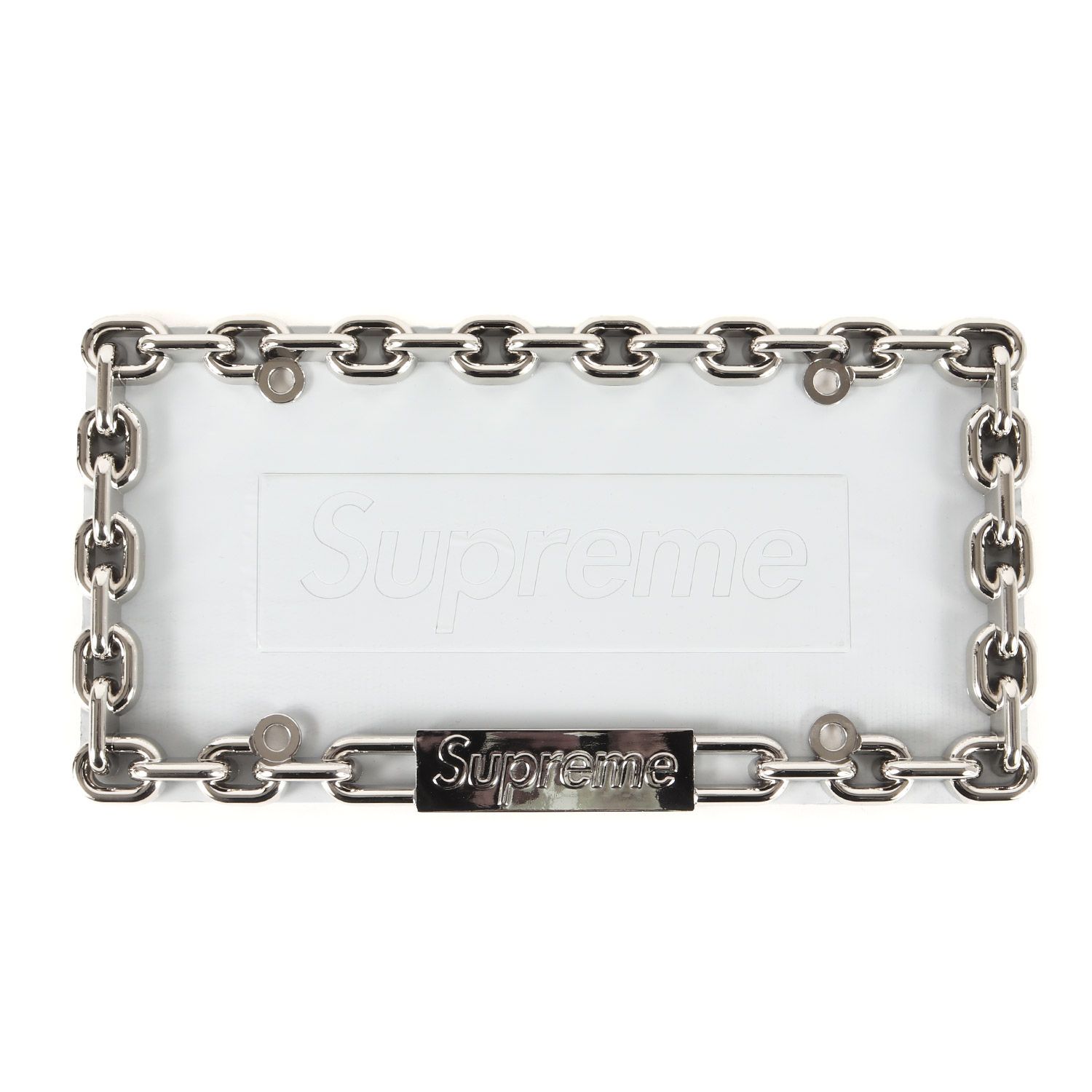 Supreme シュプリーム チェーン デザイン ナンバープレート Chain License Plate Frame シルバー ブランド アイテム 小物 雑貨 クルマ バイク