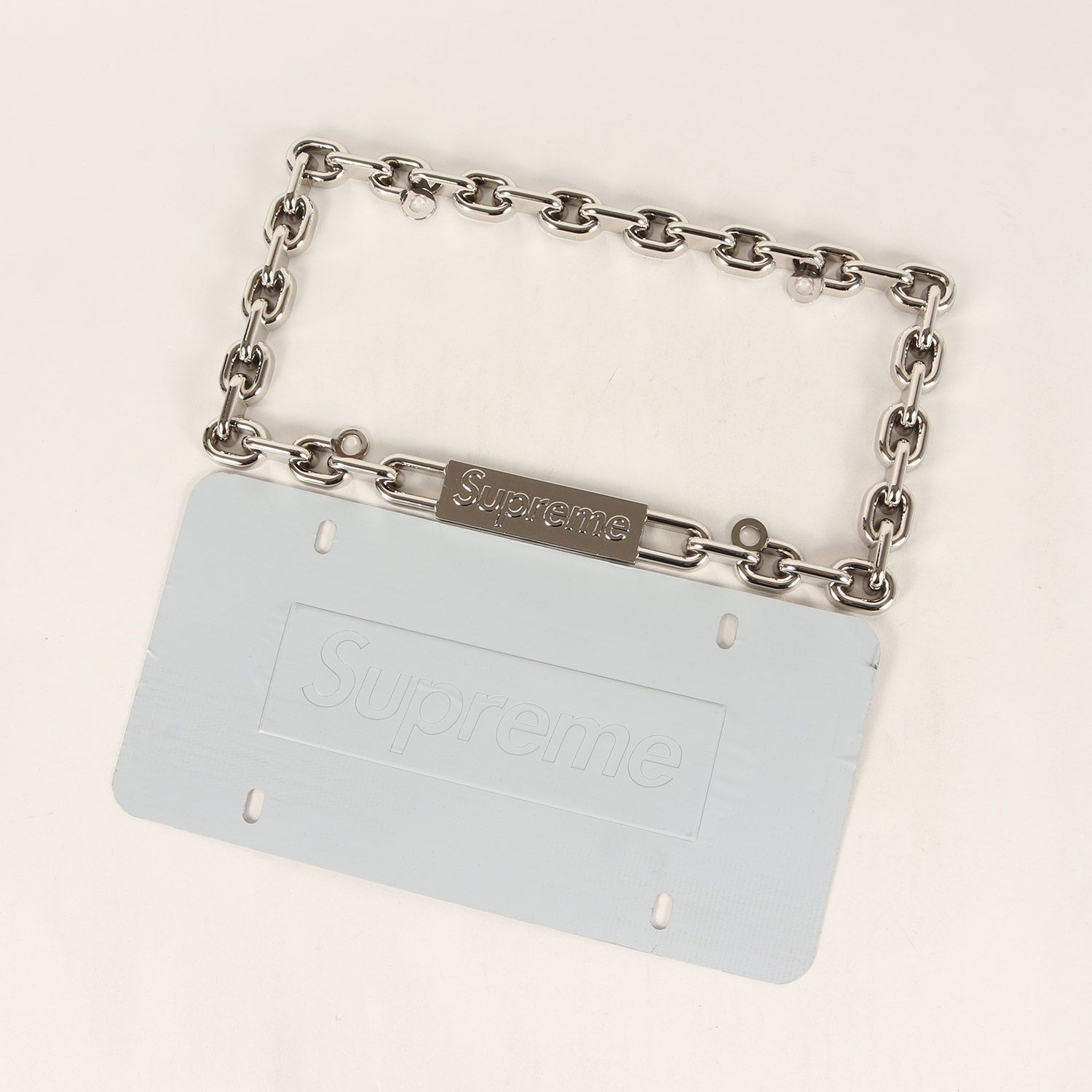 Supreme シュプリーム チェーン デザイン ナンバープレート Chain License Plate Frame シルバー ブランド アイテム 小物 雑貨 クルマ バイク