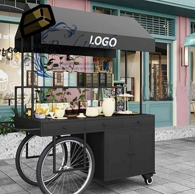 キッチンカー キッチンカート 屋台 屋台セット 移動式 組み立て簡単 ブラック