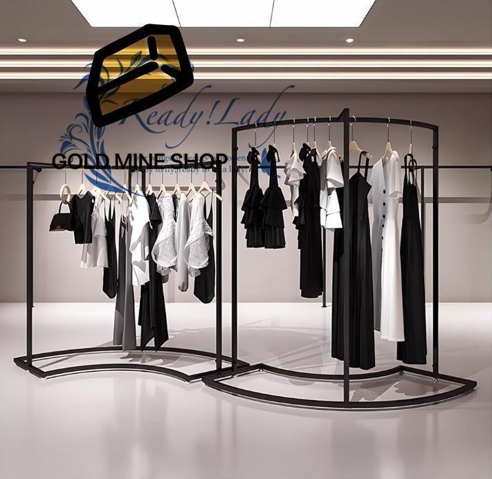 フロアスタンディングカーブ衣類ラック 衣料品店用金属製衣類吊り下げラック 半円形の衣類棚 ブティック ランドリールーム用 87x45x133cm