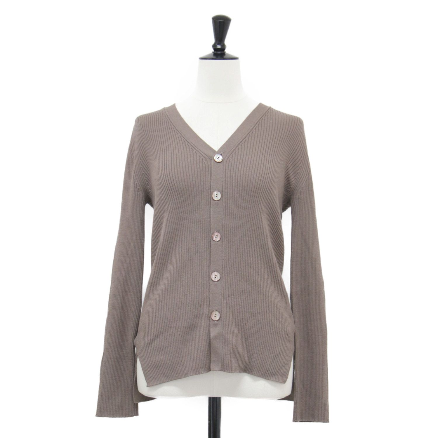 GALERIE VIE ギャルリー ヴィー カーディガン ブラウン サイズ:S(9号) | 20秋冬 プルミエールウール リブ Vネック カーディガン / ニット | 長袖 コンパクト スリット | トップス セーター【レディース】【中古】【K4624】 GALERIE VIE ギャルリー ヴィー カーディガン ブラウン サイズ:S(9号