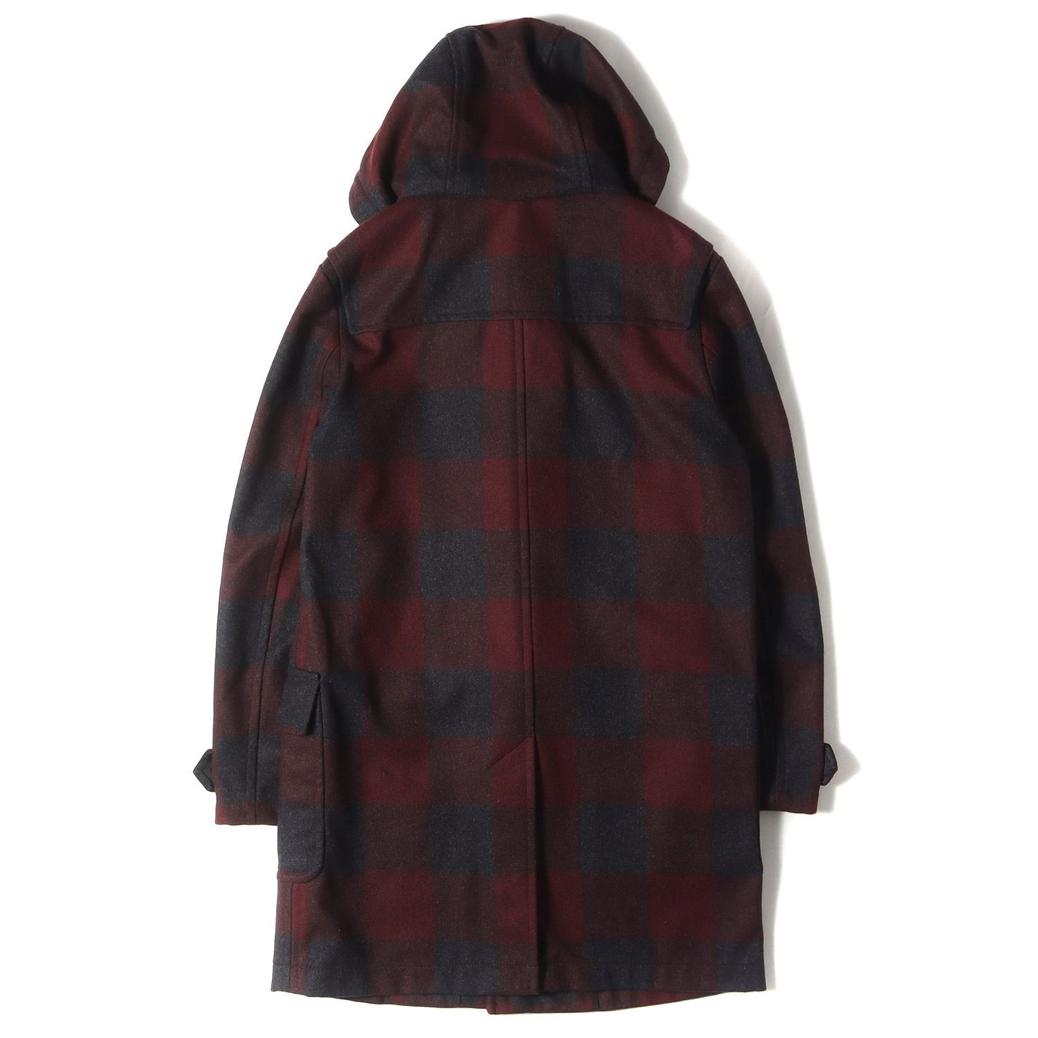 Paul Smith ポールスミス コート ボルドー ダークグレー サイズ XL フード付き ブロックチェック メルトン ダッフルコート 203319 558K MADE IN JAPAN アウター ジャケット メンズ