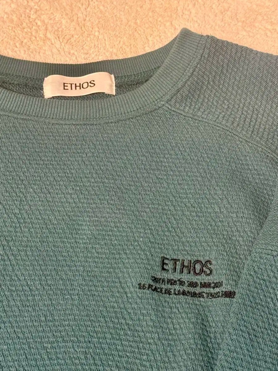  エートス ワッフル ロゴ スウェットシャツ グリーン トレーナー スウェット トップス