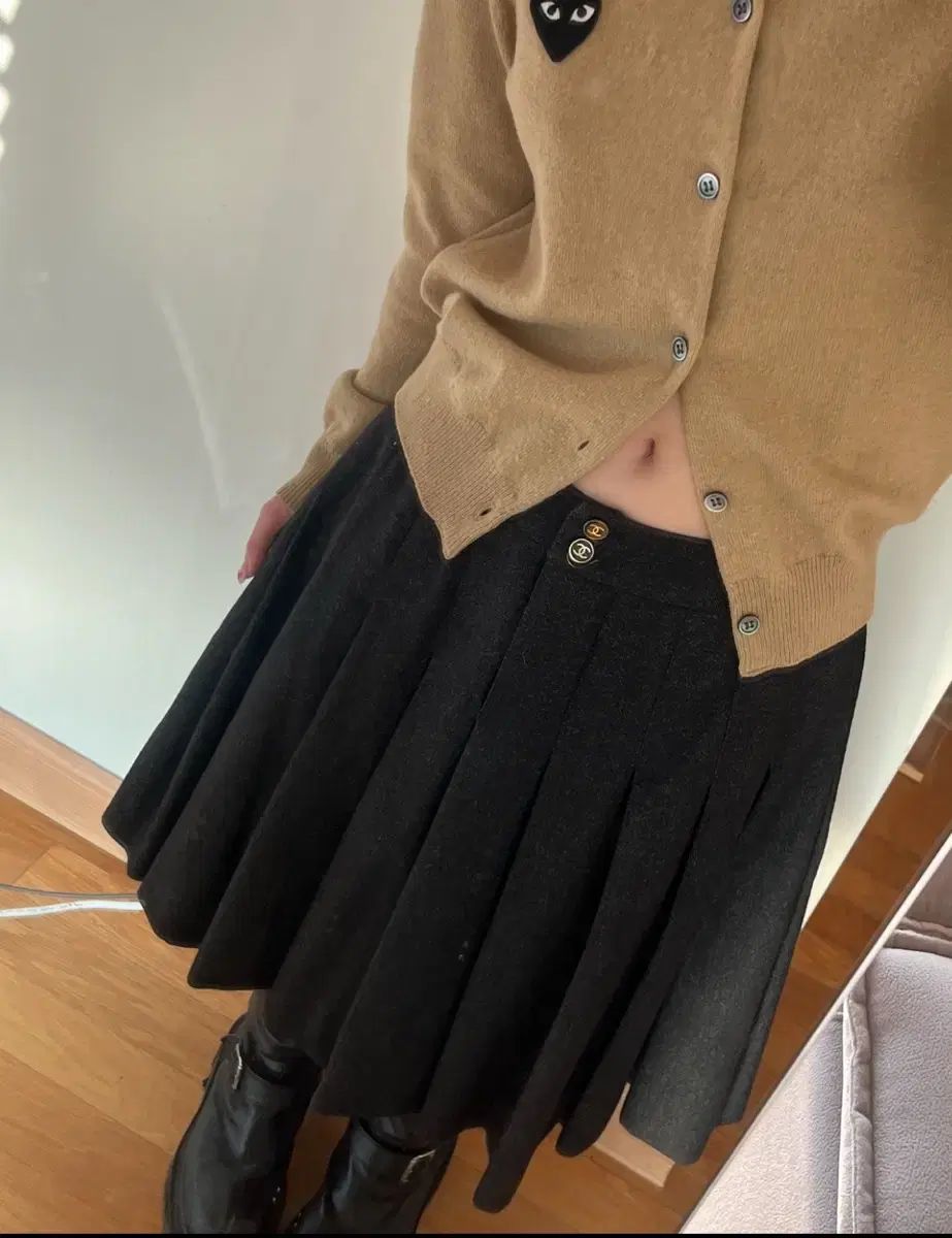 シャネル プリーツ ウール スカート 01 AW