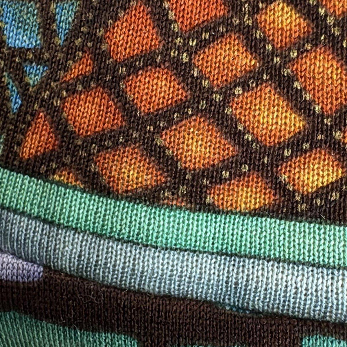  LEONARD レオナール 長袖カットソー サイズL レディース - オレンジ×ブルー×マルチ クルーネック 花柄 長袖 Tシャツ カットソー