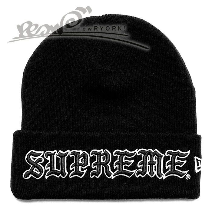 メンズ ニットキャップ ブラック Supreme シュプリーム New Era Old English Beanie FW25BN65 シュプリームニューエラコラボ イングリッシュロゴビーニー se1434r