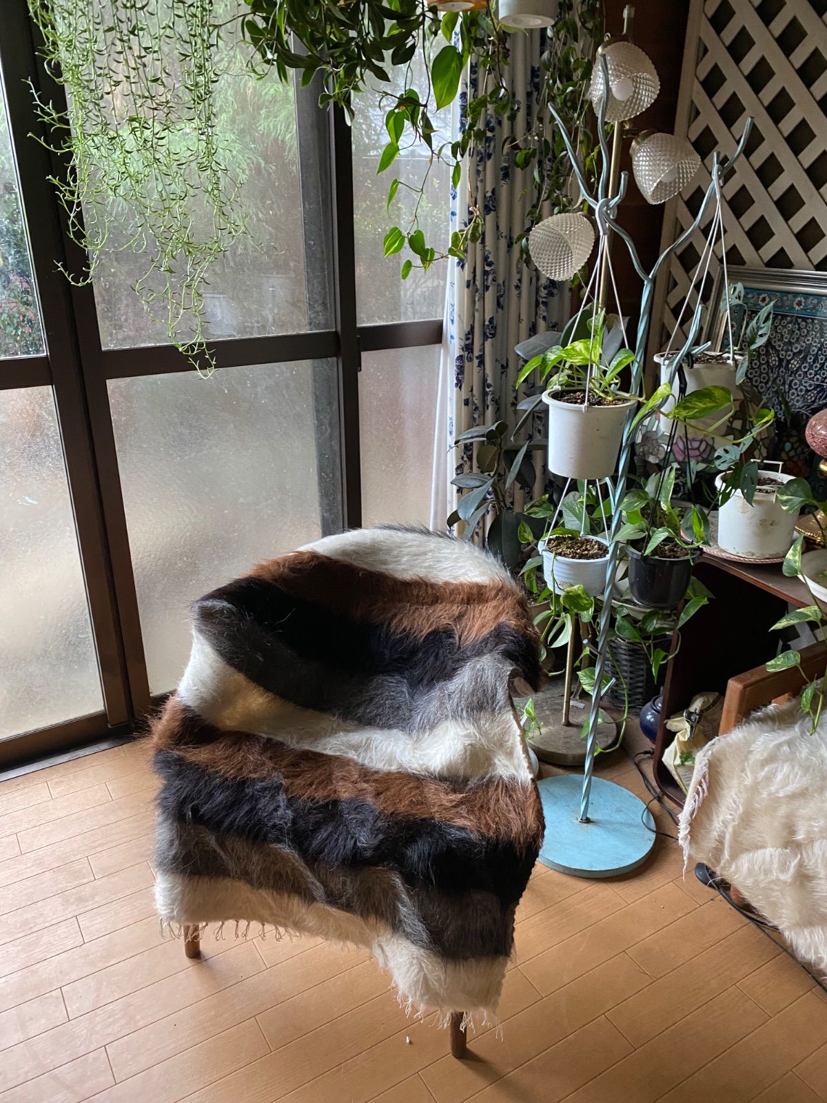 当店のみのサイズと質 上ヴィンテージアンゴラヤギのモヘアで織られたシイルトバッタニイェ 使いやすい77×95 上の黒山羊とチョコレート茶のモヘア グレーと白の4色の山羊のモヘアが楽しめる贅沢バッタニイェ 膝掛けサイズ ラグや車やキャンプにも ギフトにも最適