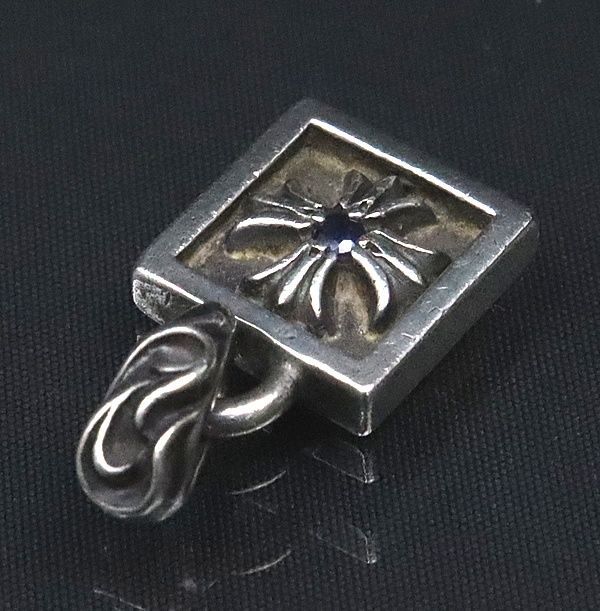 広尾店 クロムハーツ CHROME HEARTS フレームド BSフ チャーム ペンダント サファイヤ シルバー SV925 17548