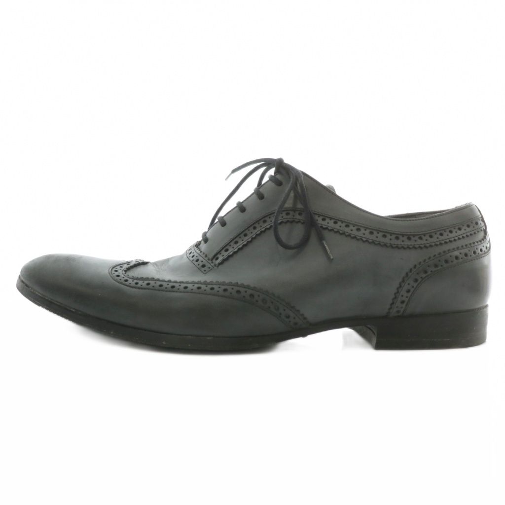 ドルチェ-ガッバーナ ドルガバ DOLCE-GABBANA ビジネスシューズ ドレス 革靴 レザー ウィングチップ 6 25～26 cm グレー XZ GY 19