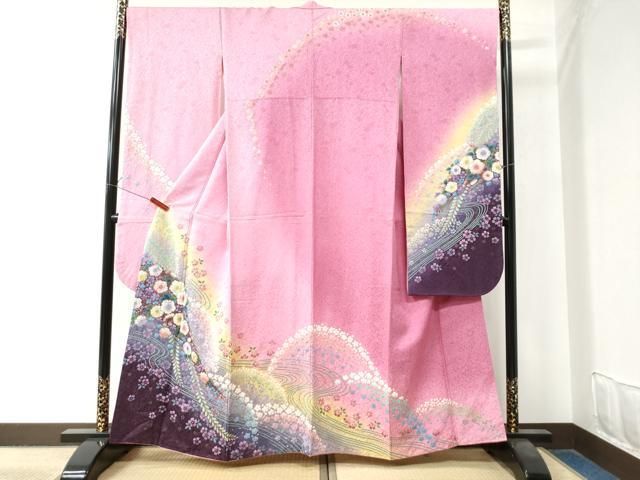 振袖・辻が花・暈し染め正絹 441 振袖フルセット 正絹 渋桃 くすみ