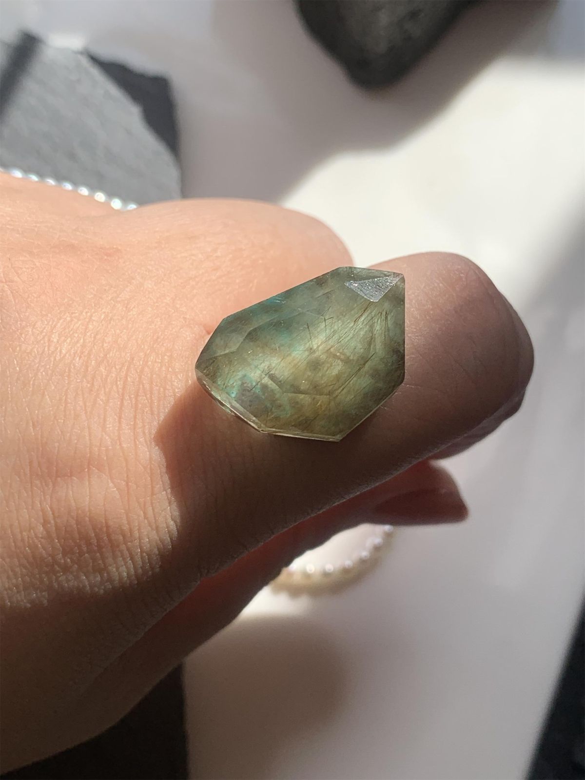 ターコイズ×ルチルクォーツ ダブレット ストーン リング SV925シルバー １点もの 235-4