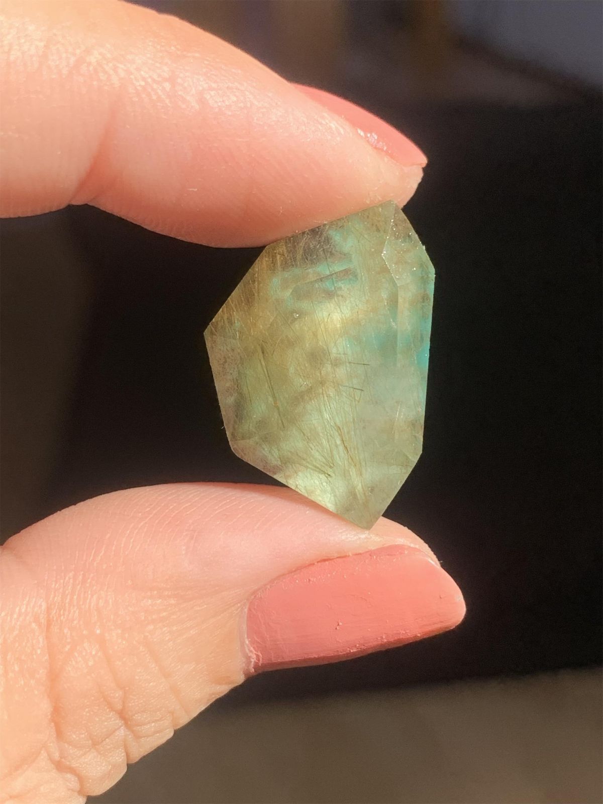 ターコイズ×ルチルクォーツ ダブレット ストーン リング SV 925シルバー １点もの 235-4