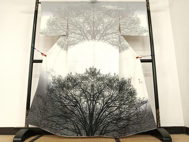 511mh11☆鈴乃屋 日展作家 山本唯与志 付下げ・訪問着 一つ紋作家物