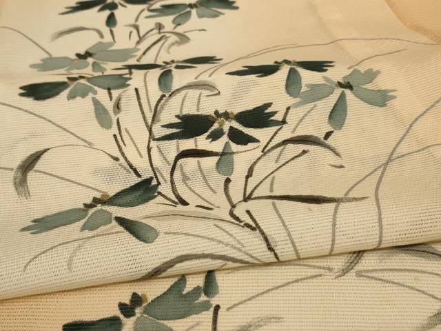 平和屋着物＊夏物　訪問着　絽　手描き　草花文　暈し染め　正絹　逸品　AABC3402jd 平和屋着物＊夏物 訪問着 絽 手描き 草花文 暈し染め 正絹 逸品