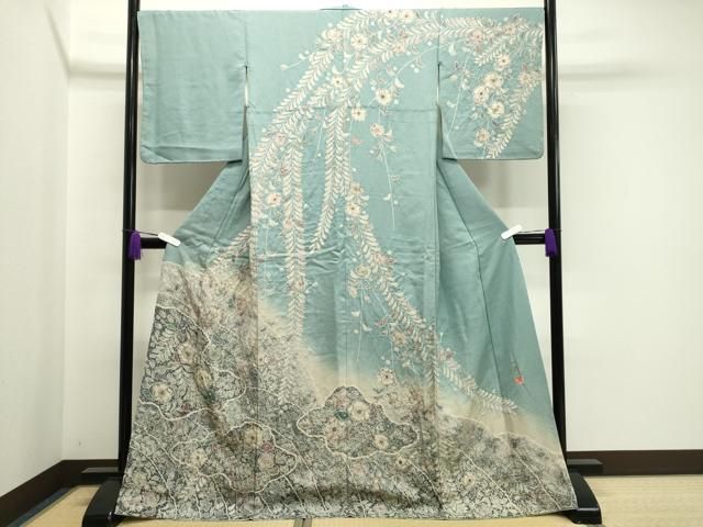 平和屋着物●吉乃一廉　幻の辻が花　訪問着　絞り　暈し染め　銀通し地　正絹　逸品　CAAY8139gh 平和屋着物○吉乃一廉 幻の辻が花 訪問着 絞り 暈し染め 銀通し地 正絹