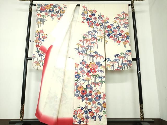 平和屋着物●豪華振袖　型染　吉祥花文　正絹　逸品　DAAY1486ps 平和屋着物○豪華振袖 型染 吉祥花文 正絹 逸品 DAAY1486ps 平和屋