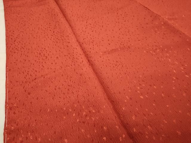 平和屋着物○小振袖 二尺袖 孔雀花文 丹色 金銀彩 洗える着物