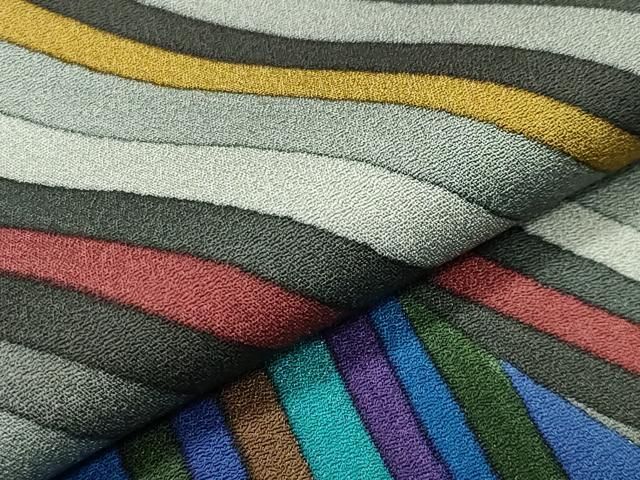 平和屋着物○染色作家 斉藤三才 訪問着 変わり縞 正絹 逸品 CAAY8175gh