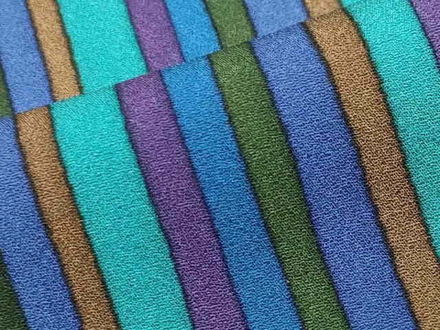 平和屋着物○染色作家 斉藤三才 訪問着 変わり縞 正絹 逸品 CAAY8175gh