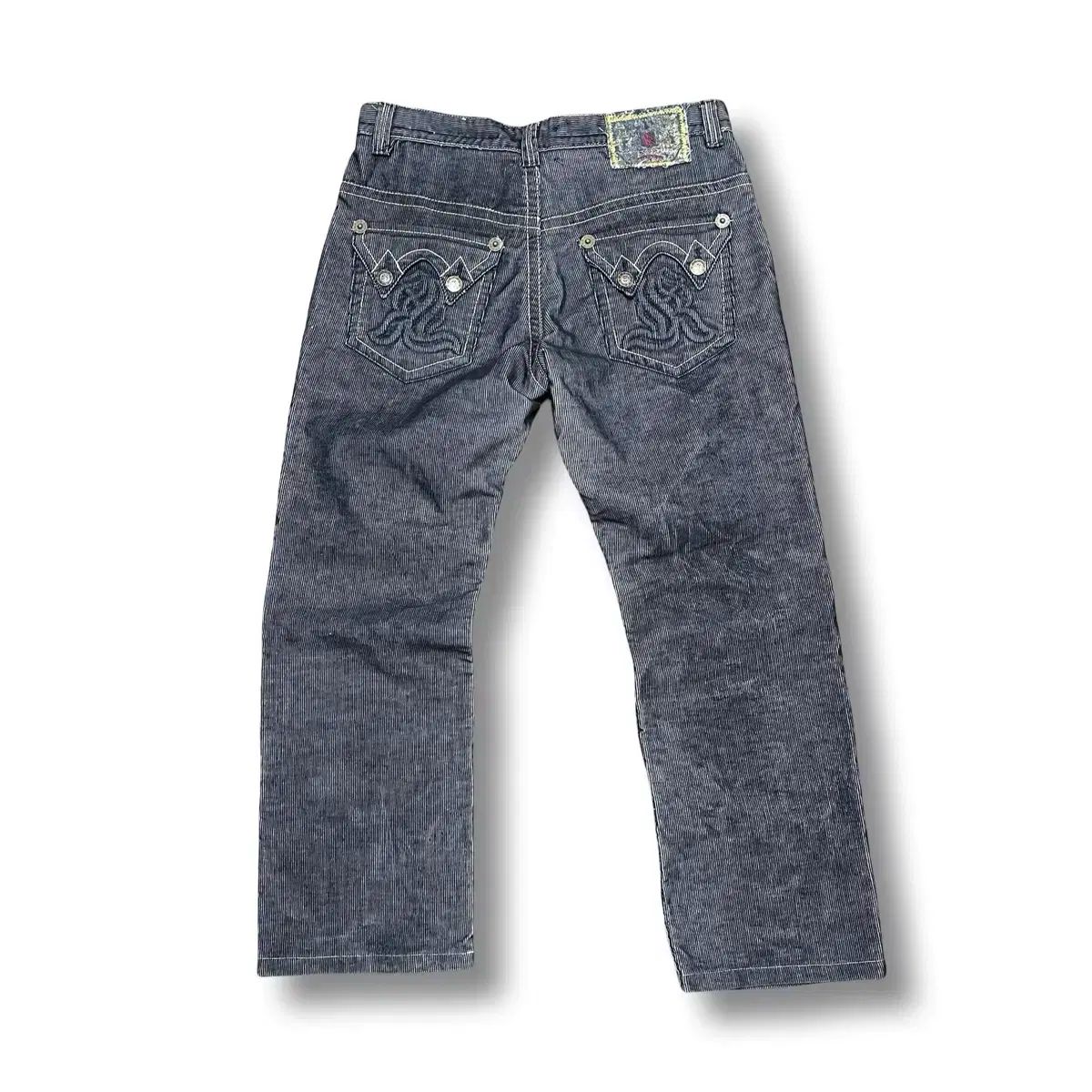 37 JPヴィンテージ Kanji 칸지 ストライプ コーデュ デニムパンツ