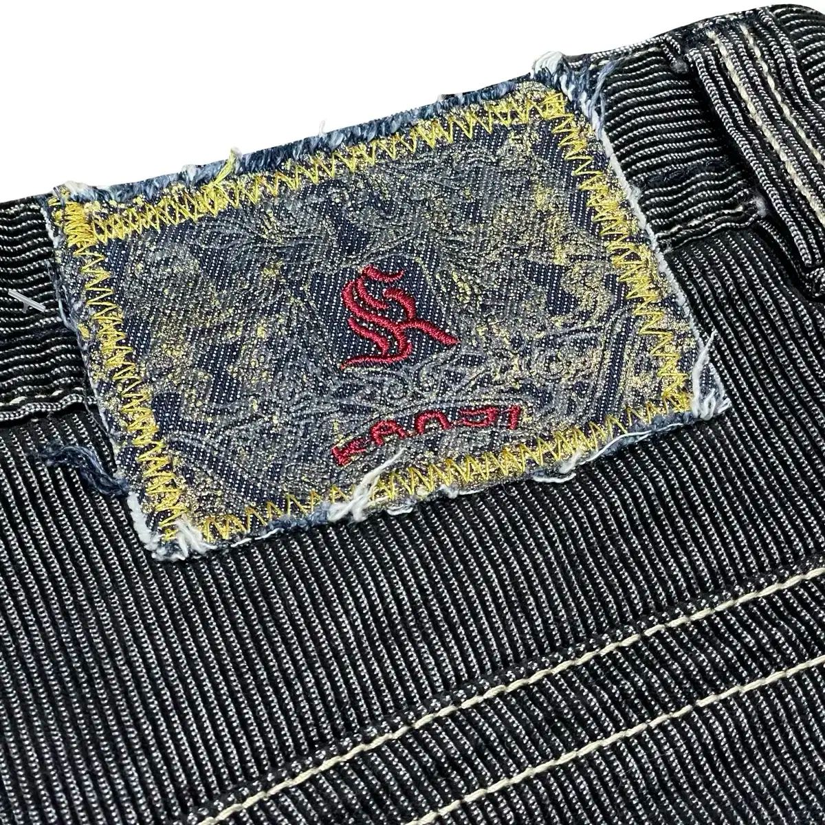 37 JPヴィンテージ Kanji 칸지 ストライプ コーデュ デニムパンツ