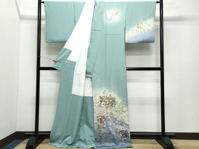 平和屋着物○中国三大刺繍 スワトウ刺繍 総刺繍 訪問着 吉祥草花文 暈