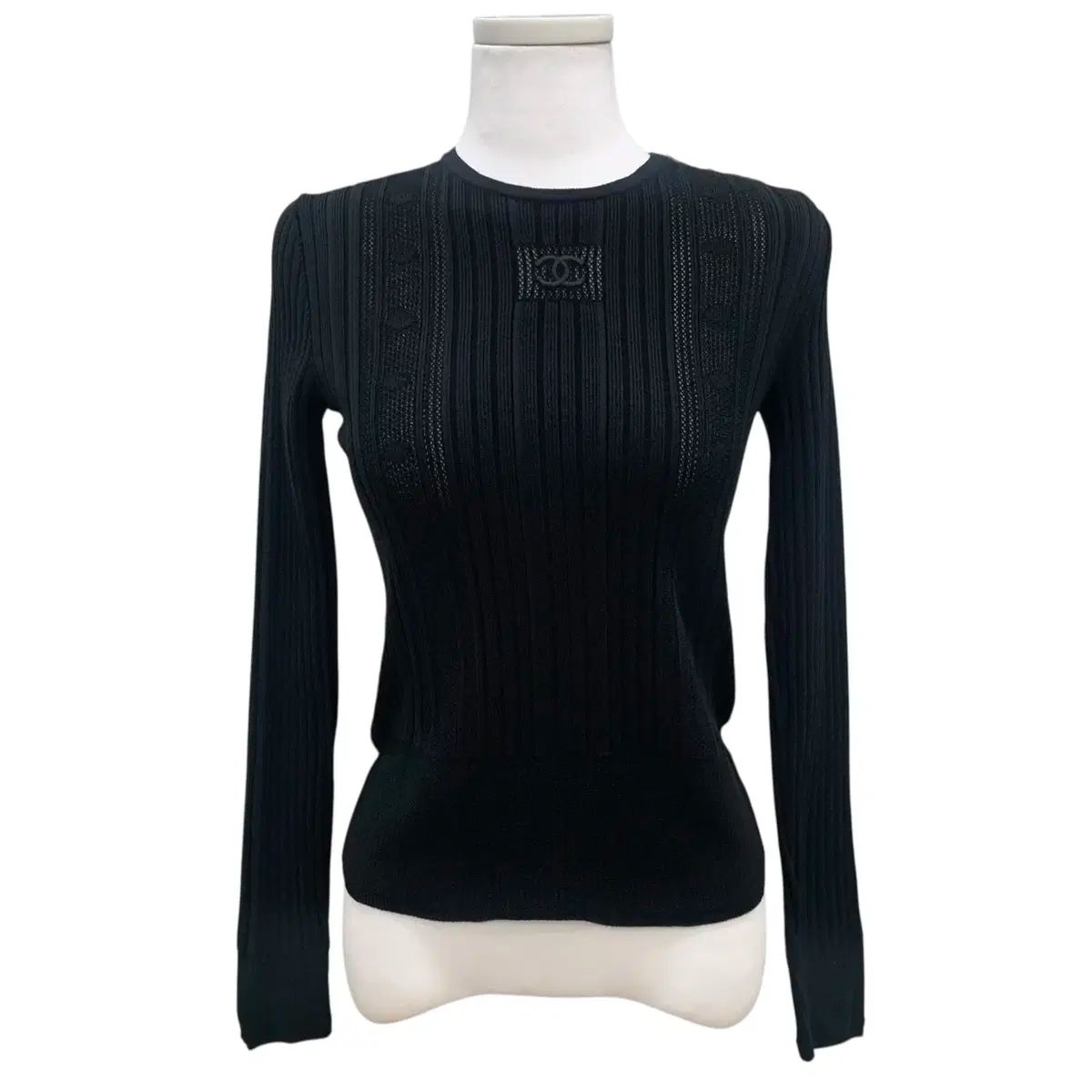 シャネル CCロゴ 長袖 ニット Tシャツ ブラック