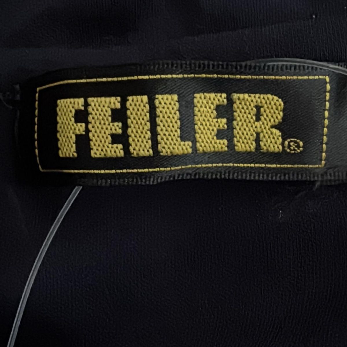  FEILER フェイラー チュニック サイズL レディース - ネイビー 七分袖 フラワー 花 刺繍 フリル 半袖 チュニック