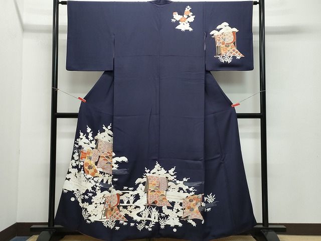 平和屋着物●創業460年・千總　訪問着　誰が袖花文　金彩　小田急百貨店扱い　正絹　逸品　CAAZ1197vf 平和屋着物○創業460年・千總 訪問着 誰が袖花文 金彩 小田急百貨店