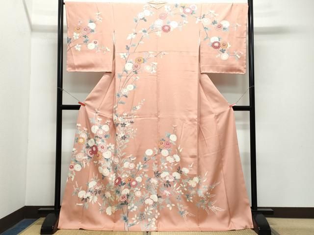 平和屋着物●色留訪問着　花鳥文　暈し染め　金糸　正絹　逸品　AABC9348ph 平和屋着物○色留訪問着 花鳥文 暈し染め 金糸 正絹 逸品